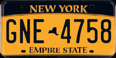 NY license plate GNE4758