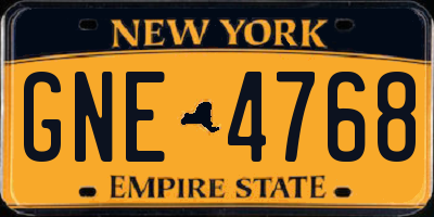 NY license plate GNE4768