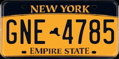 NY license plate GNE4785