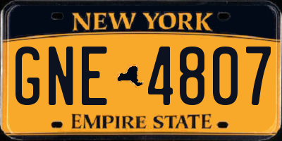 NY license plate GNE4807