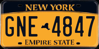 NY license plate GNE4847