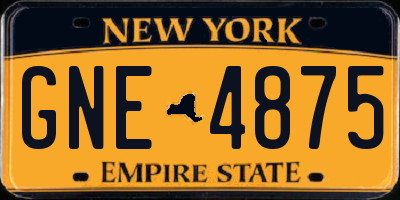 NY license plate GNE4875