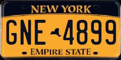 NY license plate GNE4899