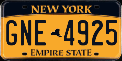 NY license plate GNE4925
