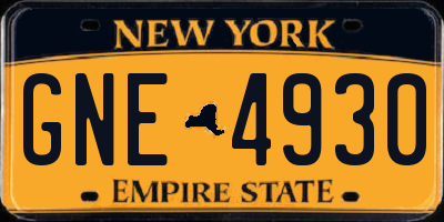 NY license plate GNE4930