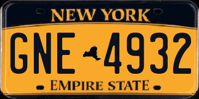 NY license plate GNE4932