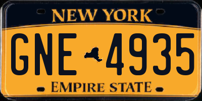 NY license plate GNE4935