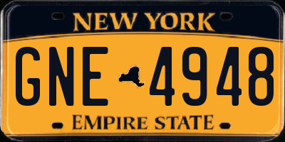 NY license plate GNE4948