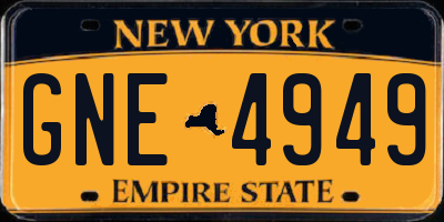 NY license plate GNE4949