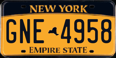 NY license plate GNE4958
