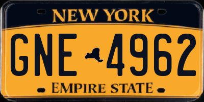 NY license plate GNE4962