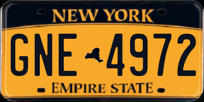 NY license plate GNE4972