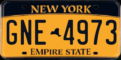 NY license plate GNE4973