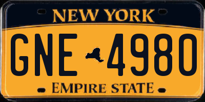 NY license plate GNE4980