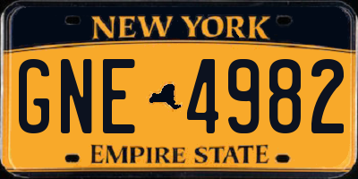 NY license plate GNE4982