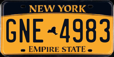 NY license plate GNE4983