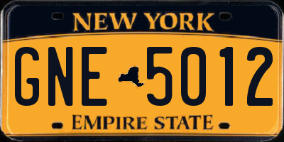NY license plate GNE5012