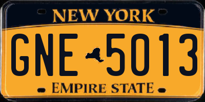 NY license plate GNE5013