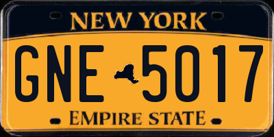 NY license plate GNE5017