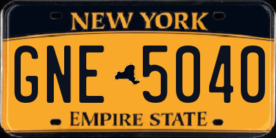 NY license plate GNE5040