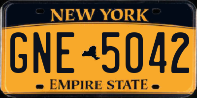 NY license plate GNE5042