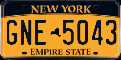 NY license plate GNE5043