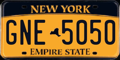 NY license plate GNE5050
