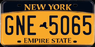 NY license plate GNE5065