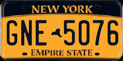 NY license plate GNE5076