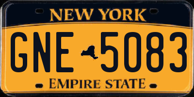 NY license plate GNE5083