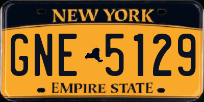 NY license plate GNE5129