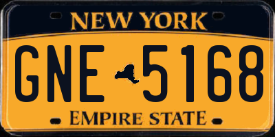 NY license plate GNE5168