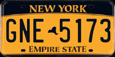 NY license plate GNE5173