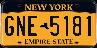 NY license plate GNE5181