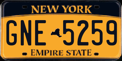 NY license plate GNE5259