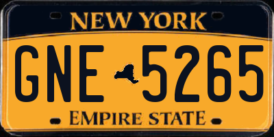 NY license plate GNE5265