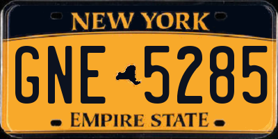 NY license plate GNE5285