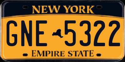 NY license plate GNE5322
