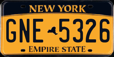 NY license plate GNE5326