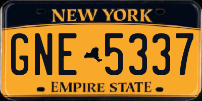 NY license plate GNE5337
