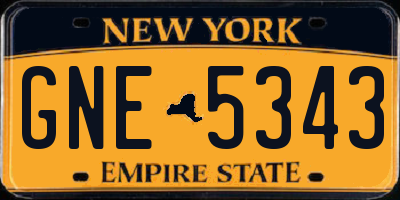 NY license plate GNE5343