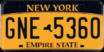 NY license plate GNE5360