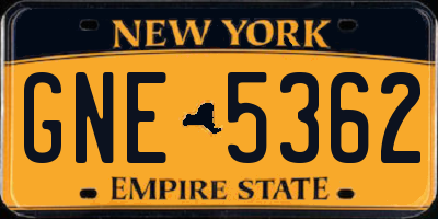 NY license plate GNE5362