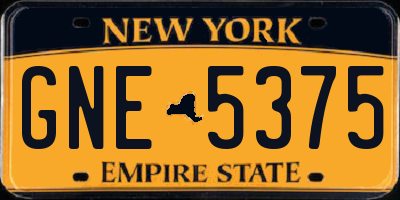 NY license plate GNE5375