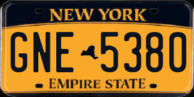NY license plate GNE5380