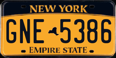 NY license plate GNE5386