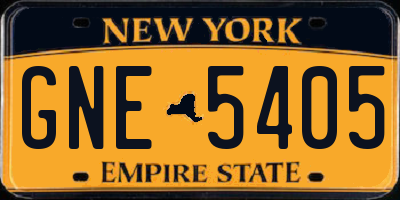 NY license plate GNE5405