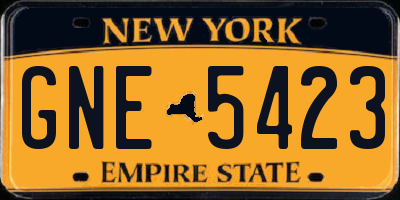 NY license plate GNE5423