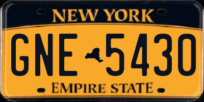 NY license plate GNE5430