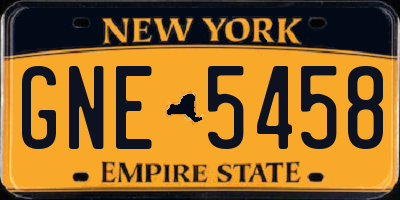 NY license plate GNE5458